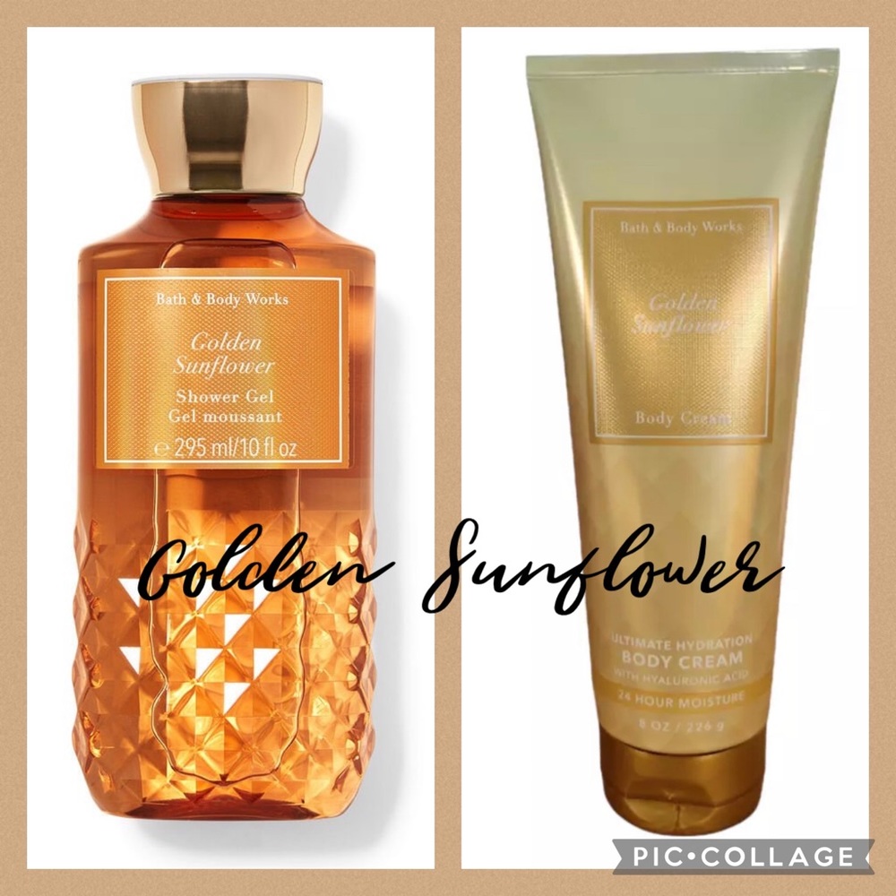 NEW BATH & BODY WORKS GOLDEN SUNFLOWER SHOWER GEL AND BODY CREAM